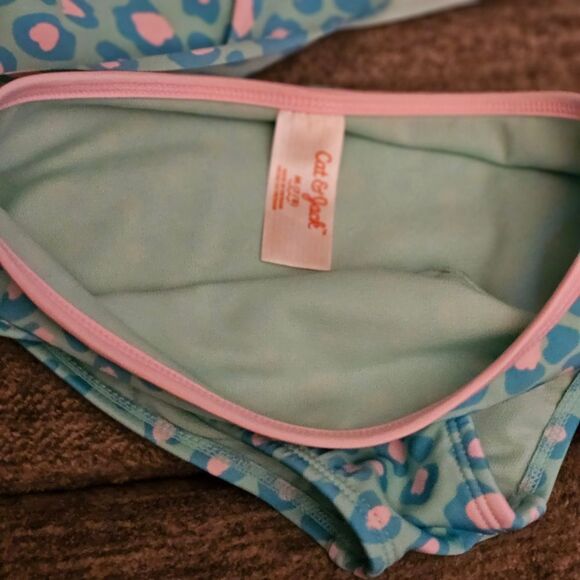 Cat & Jack Teal and Pink Leopard Bikini Set - Picture 4 of 6